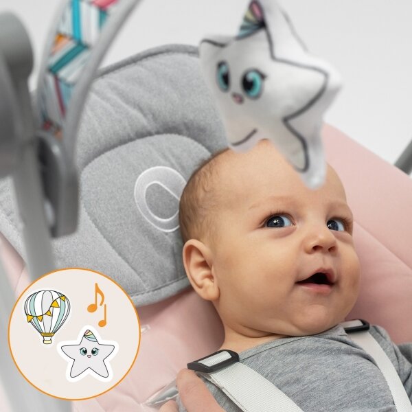 Lionelo - Dětské houpátko OTTO 4xLR14 Pink Baby