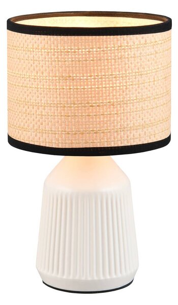 Reality Leuchten Stolní lampa Formentera, bílá/béžová, výška 27 cm Keramika/papír, Bílá / opál, Obývací pokoj / jídelna, Keramika