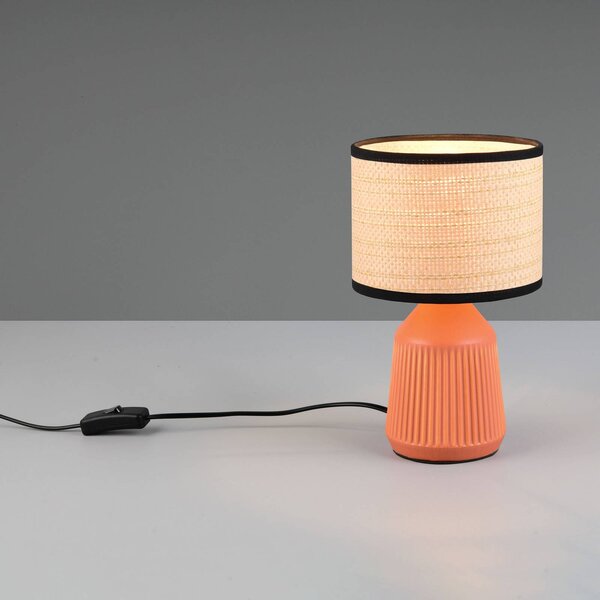 Reality Leuchten Stolní lampa Formentera, terakota/béžová, 27 cm keramika/papír, Hnědá / rez, Obývací pokoj / jídelna, Keramika