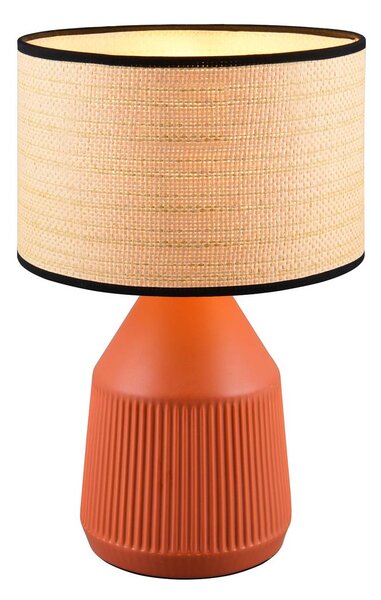 Reality Leuchten Stolní lampa Formentera, terakota/béžová 43 cm keramika/papír, Hnědá / rez, Obývací pokoj / jídelna, Keramika