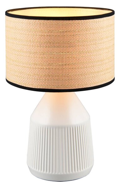 Reality Leuchten Stolní lampa Formentera, bílá/béžová, výška 43 cm Keramika/papír, Bílá / opál, Obývací pokoj / jídelna, Keramika