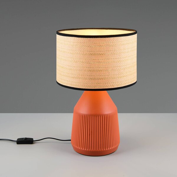 Reality Leuchten Stolní lampa Formentera, terakota/béžová 43 cm keramika/papír, Hnědá / rez, Obývací pokoj / jídelna, Keramika