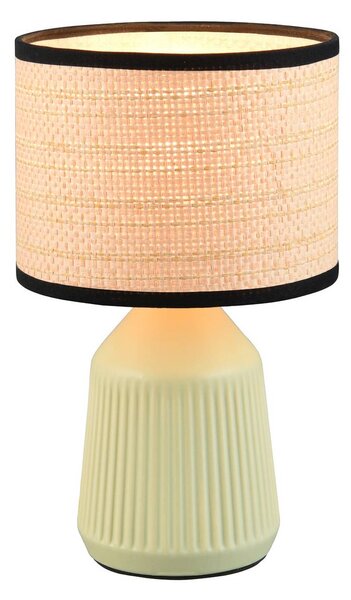 Reality Leuchten Stolní lampa Formentera, zelená/béžová, výška 27 cm Keramika/papír, Zelená, Obývací pokoj / jídelna, Keramika