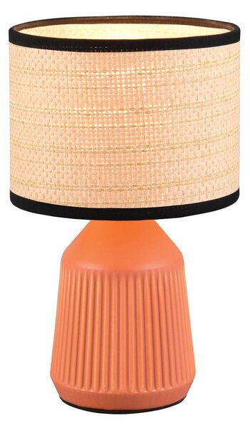 Reality Leuchten Stolní lampa Formentera, terakota/béžová, 27 cm keramika/papír, Hnědá / rez, Obývací pokoj / jídelna, Keramika