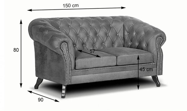 Pohovka Chesterfield Bristol 2M Tabaco 16