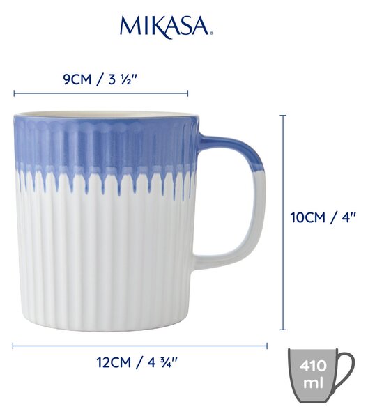 Hrnek Mikasa 410 ml se modro bílým s reliéfem, kamenina MKMUG22
