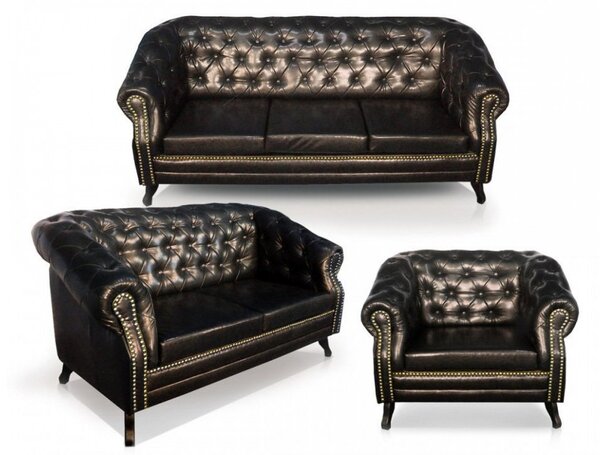 Pohovka Chesterfield Bristol 3M Antik Black
