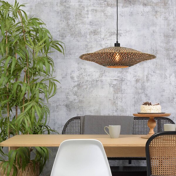Good & Mojo Závěsná lampa GOOD MOJO Bali z bambusu, Ø 60 cm, stmívatelný, Světlé dřevo, Obývací pokoj / jídelna, Bambus, Design