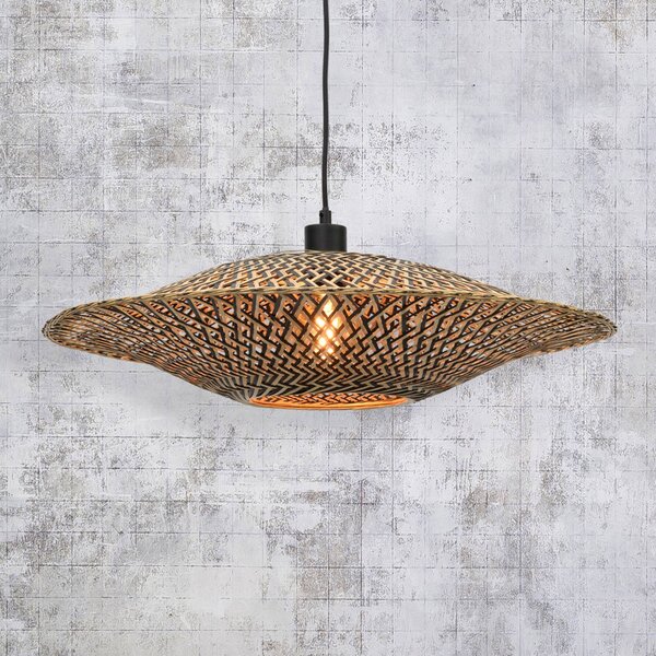 Good & Mojo Závěsná lampa GOOD MOJO Bali z bambusu, Ø 60 cm, stmívatelný, Světlé dřevo, Obývací pokoj / jídelna, Bambus, Design