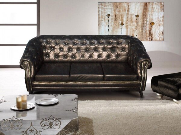 Pohovka Chesterfield Bristol 3M Antik Black