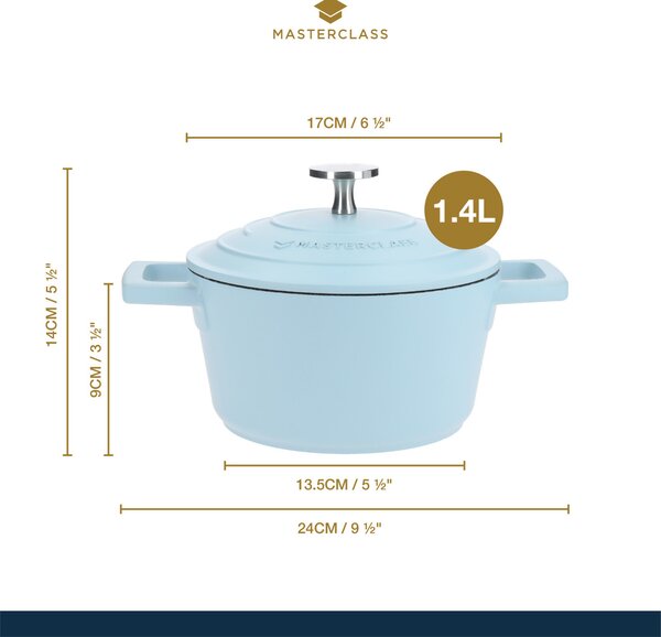 Hrnec 20 cm 2,5 l MasterClass LightWeight nepřilnavý indukční pastelově modrý MCMCRD16SKY