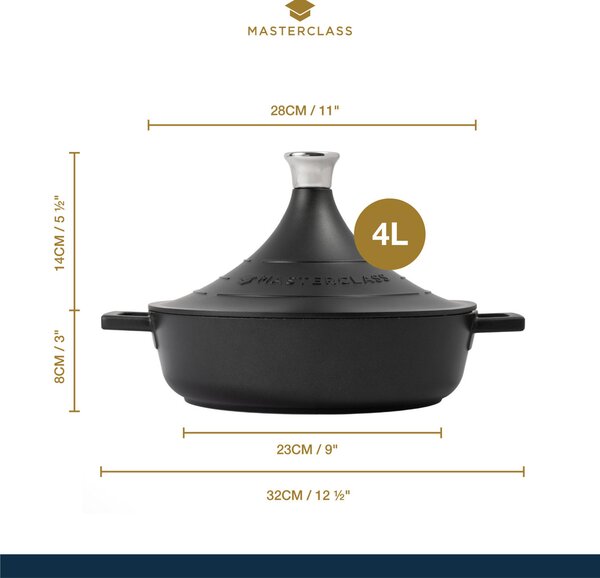 Tajine 28 cm MasterClass LightWeight 5 l indukční nepřilnavý černý MCMCTAGINE28