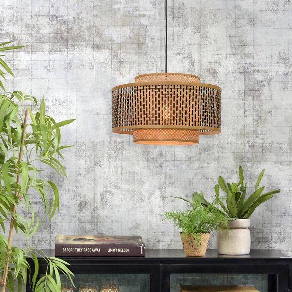 Good & Mojo GOOD MOJO Bhutan závěsná lampa z bambusu Ø 50 cm, stmívatelný, Světlé dřevo, Obývací pokoj / jídelna, Bambus, Design