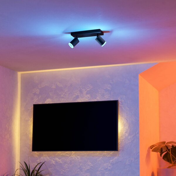 EGLO connect Smart LED bodovka Melitello-Z, 2-bodová, černá, stmívatelný, Černá, Obývací pokoj / jídelna, Hliník, Moderní