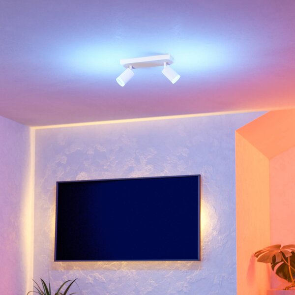 EGLO connect Smart LED bodovka Melitello-Z, 2-bodová, bílá, stmívatelný, Bílá / opál, Obývací pokoj / jídelna, Hliník, Moderní
