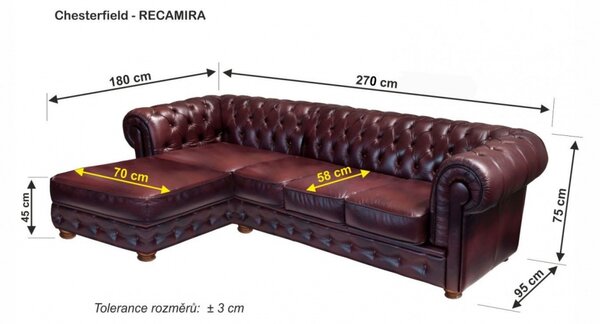Rohová sedací souprava Chesterfield Recamira