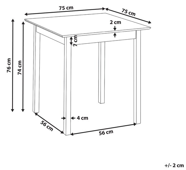 Jídelní stůl VERITAS Černá 75 cm 75 cm Borovicové dřevo