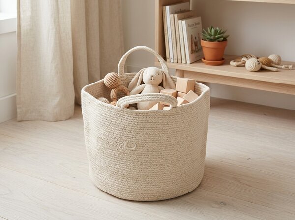 Úložný koš s uchy COTTON HAVEN 35x35 cm - více barev Barva: Světle šedá