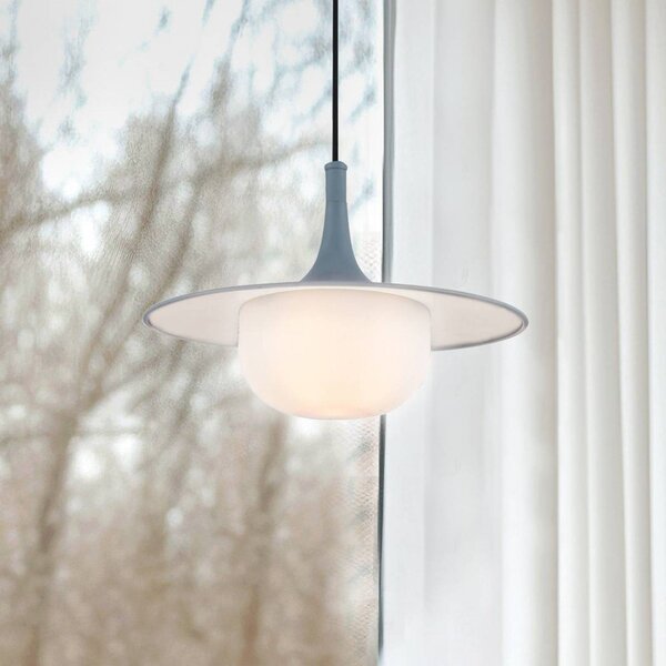 Viokef Závěsné světlo Fred, šedé/bílé, Ø 35 cm, plast/kov, Hliník / šedá / zinek, Obývací pokoj / jídelna, Plast, Moderní