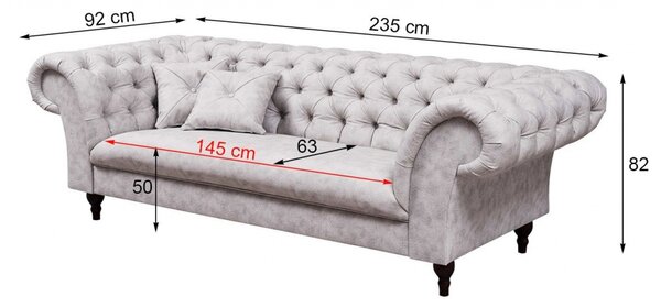Pohovka 3M light gray Chesterfield Preston
