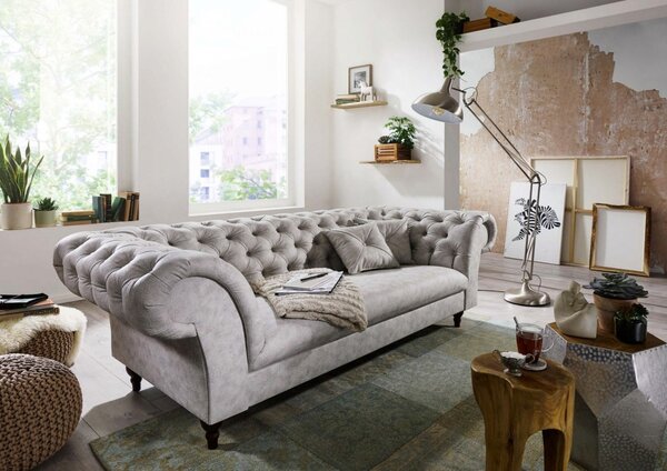 Pohovka 3M light gray Chesterfield Preston