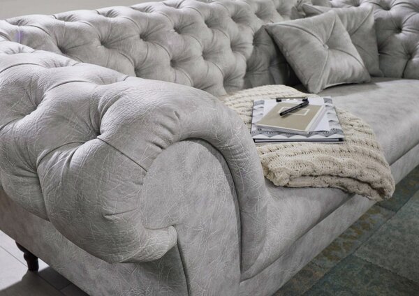 Pohovka 3M light gray Chesterfield Preston