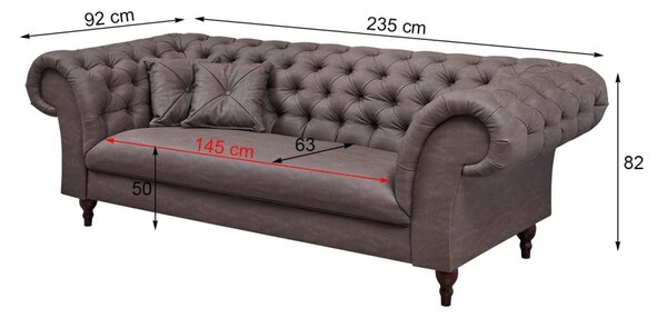 Pohovka 3M brown gray Chesterfield Preston