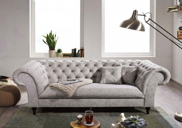 Pohovka 3M light gray Chesterfield Preston