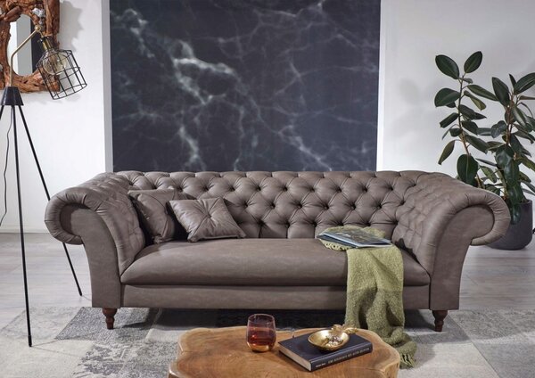 Pohovka 3M brown gray Chesterfield Preston