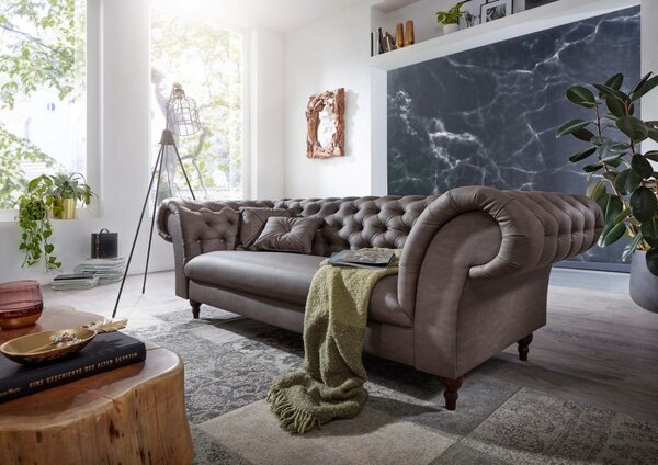 Pohovka 3M brown gray Chesterfield Preston