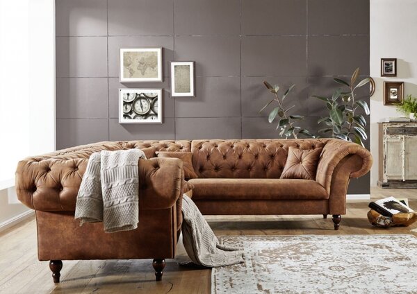 Rohová sedací souprava Chesterfield Preston Cognak