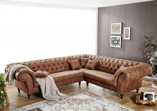 Rohová sedací souprava Chesterfield Preston Cognak