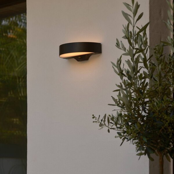 Nordlux LED solární venkovní nástěnné svítidlo Monay Round, černé, IP44, Černá, Plast, Skandinávský