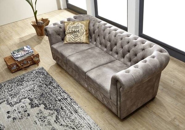 Pohovka 3M Silver Chesterfield Oxford