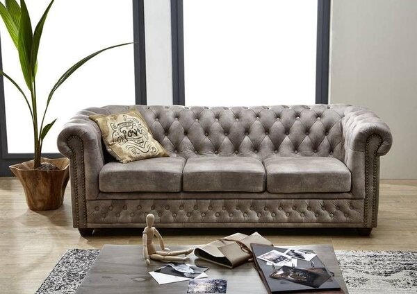 Pohovka 3M Silver Chesterfield Oxford
