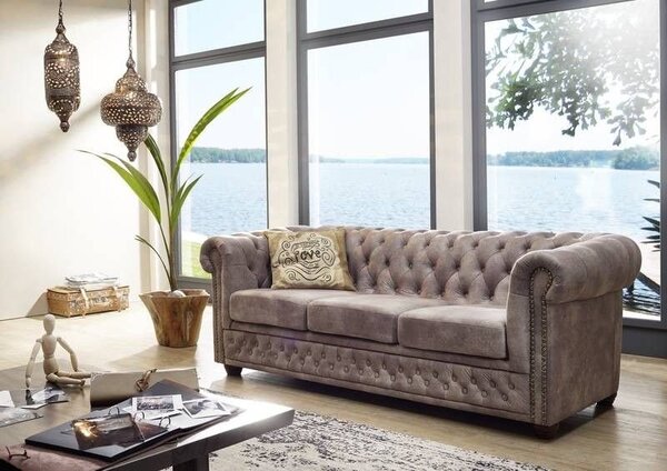 Pohovka 3M Silver Chesterfield Oxford