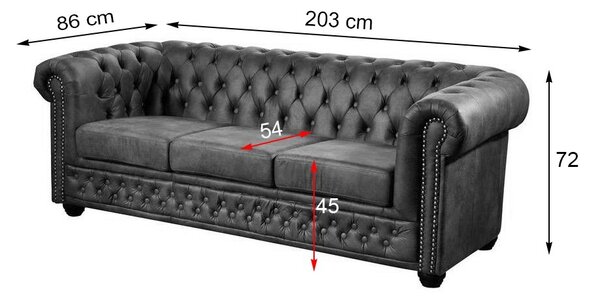 Pohovka 3M Silver Chesterfield Oxford