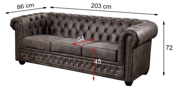 Pohovka 3M dark brown Chesterfield Oxford