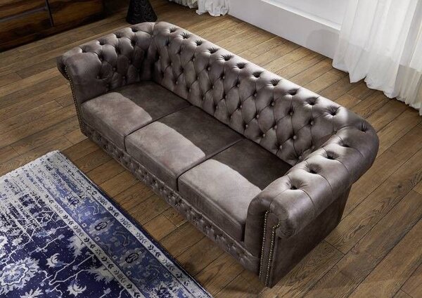 Pohovka 3M dark brown Chesterfield Oxford