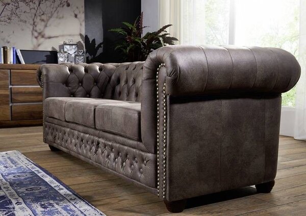 Pohovka 3M dark brown Chesterfield Oxford
