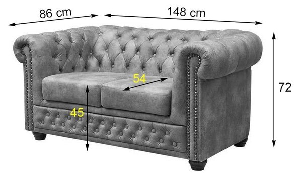 Pohovka 2M dark brown Chesterfield Oxford