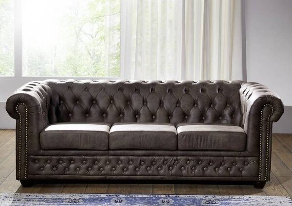 Pohovka 3M dark brown Chesterfield Oxford