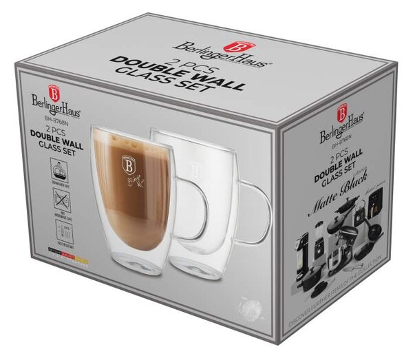 Sada hrnků na cappuccino dvojité sklo 300 ml 2 ks