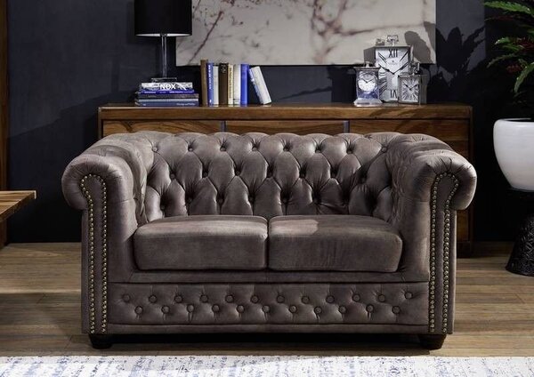 Pohovka 2M dark brown Chesterfield Oxford