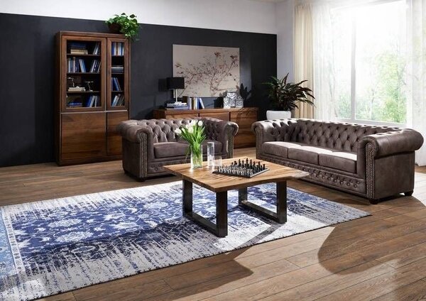 Pohovka 3M dark brown Chesterfield Oxford