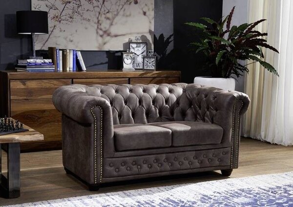 Pohovka 2M dark brown Chesterfield Oxford