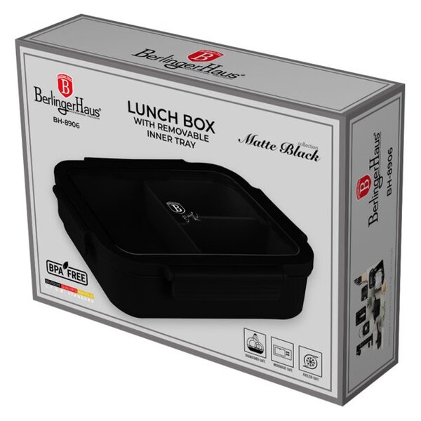 Přenosný box na svačinu dělený 1,3 l Matte Black Collection
