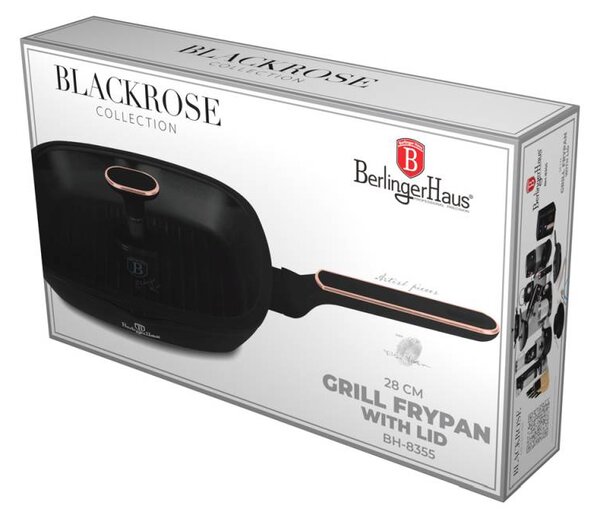 Grilovací pánev s titanovým povrchem a poklicí 28 cm Black Rose Collection