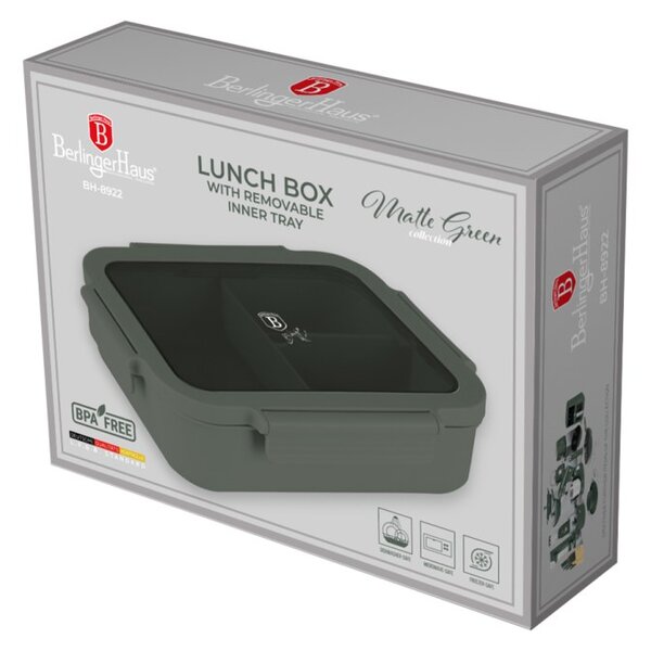 Přenosný box na svačinu dělený 1,3 l Matte Green Collection
