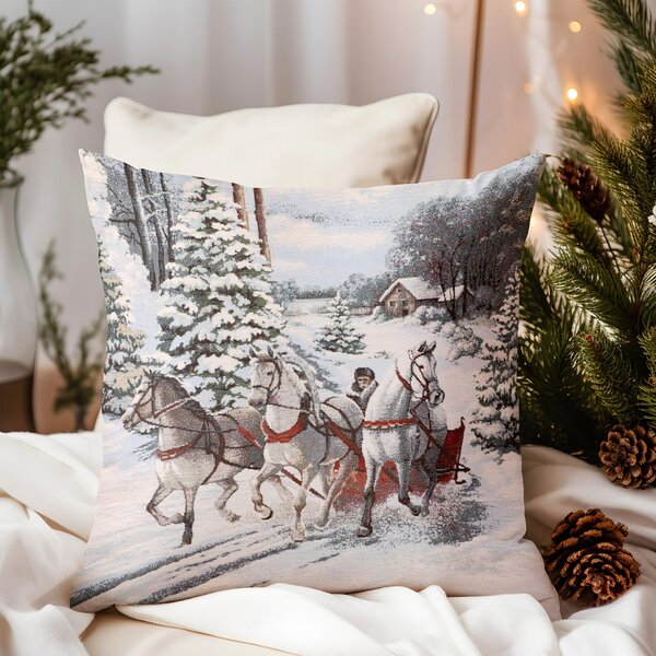 Vánoční gobelínový povlak na polštář s lurexem 42x42 cm Chenille 6207 Barva Vícebarevná Rozměry 42x42 cm